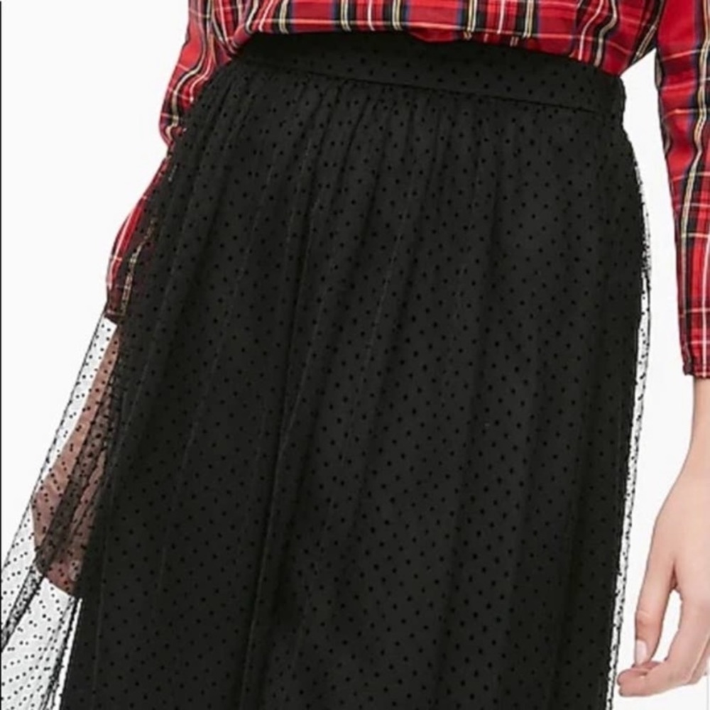 NWOT J. Crew Black Tulle Polka Dot Skirt